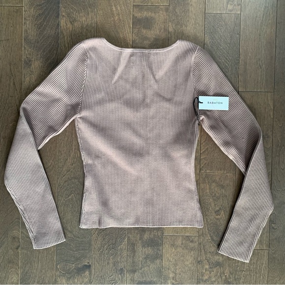 NWT- BABATON Sculpt Knit Sweetheart Longsleeve- LIMITED EDITION- deep taupe - Picture 5 of 6